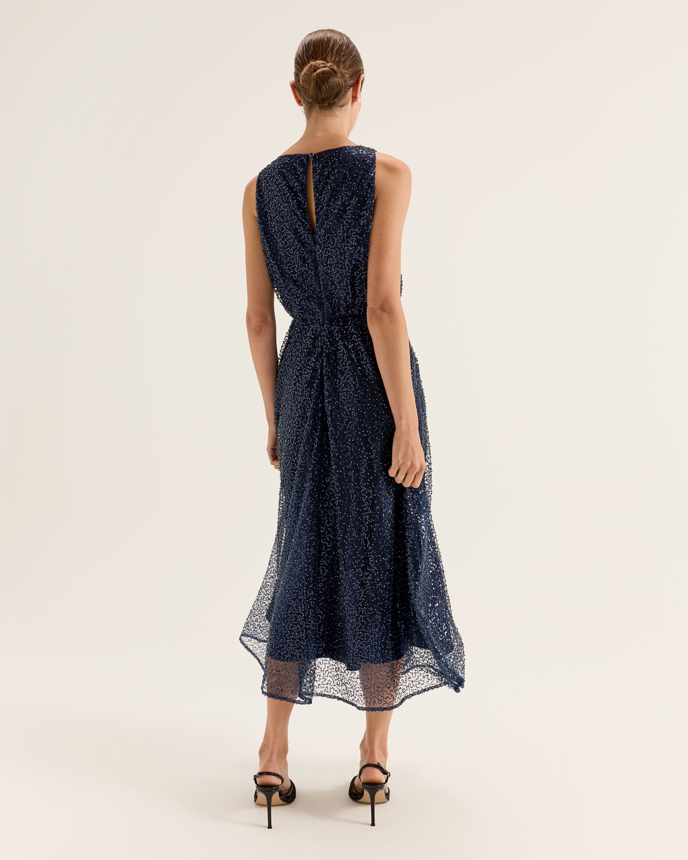 venetian midi dress Venetian Navy Sequin Midi Dress