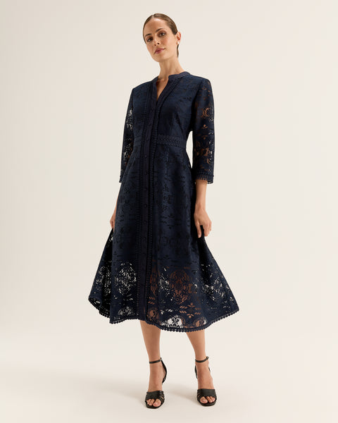 Nostalgia Navy Lace Shirt Dress | Review Australia Nostalgia Navy Lace Shirt Dress | Review Australia