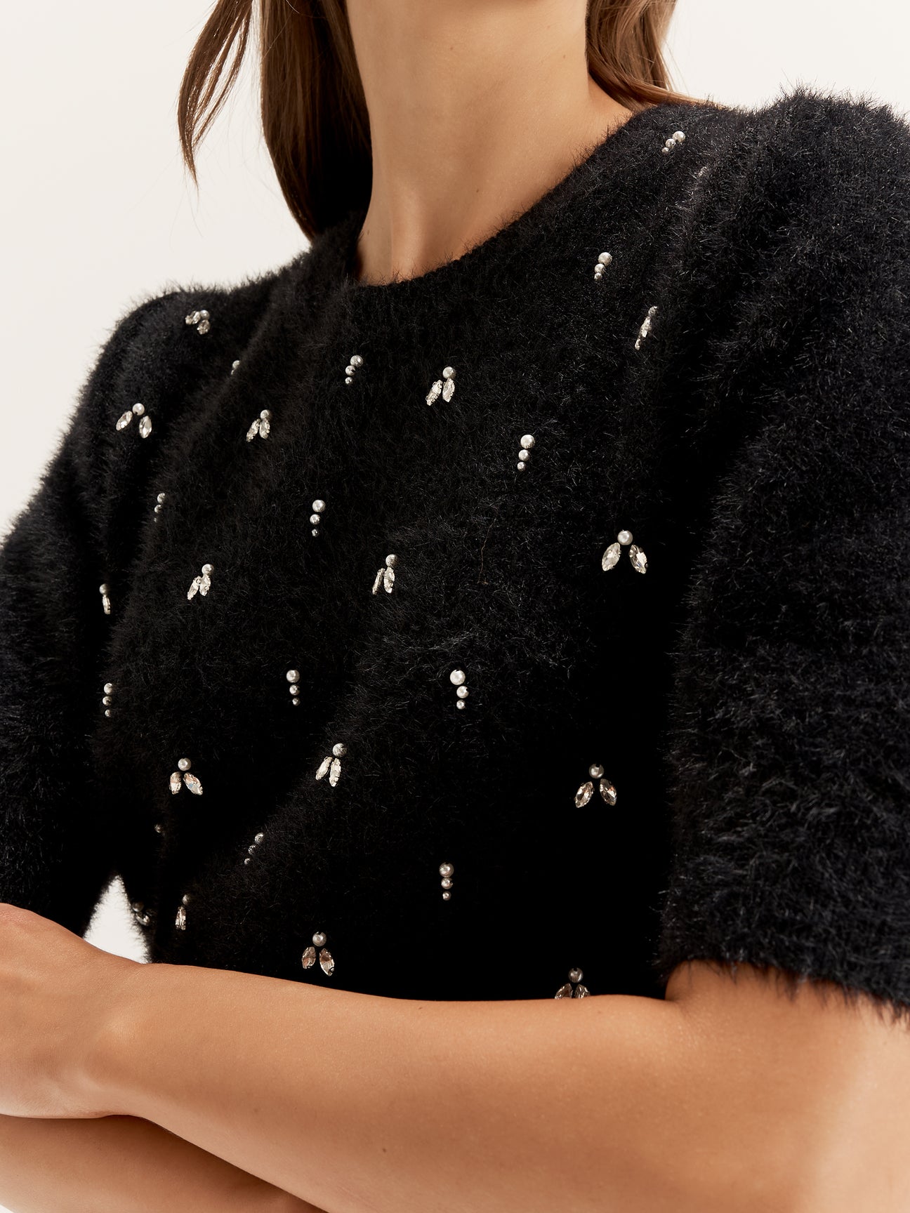 Women's Short Sleeve Knit Top with Jewel Embellishments from Review Australia