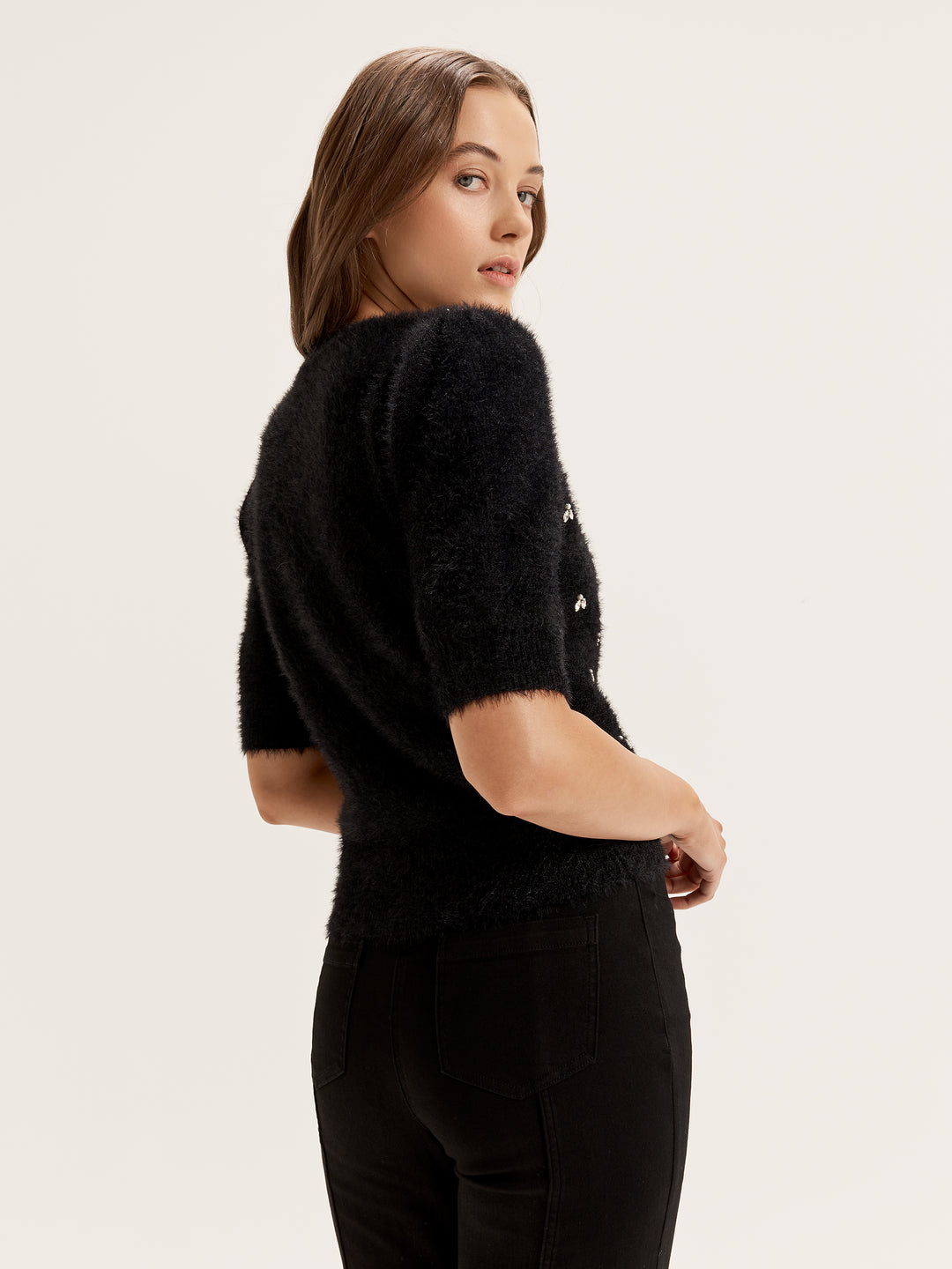Women's Short Sleeve Knit Top with Jewel Embellishments from Review Australia