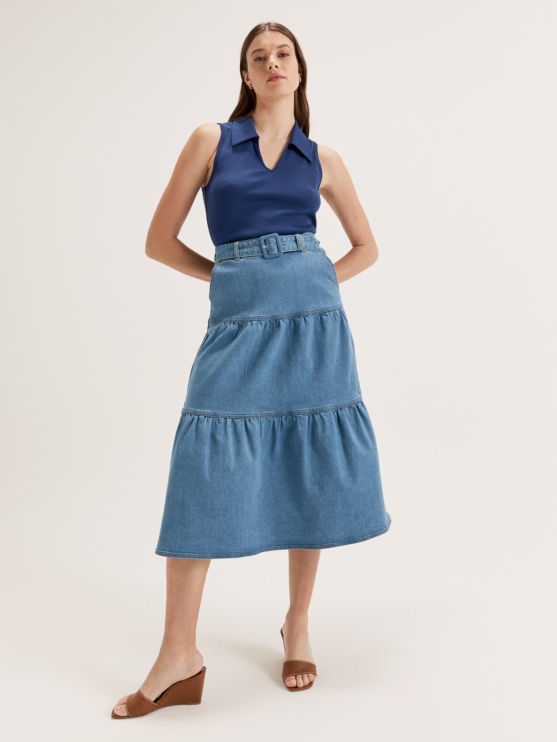 mid length denim skirts review