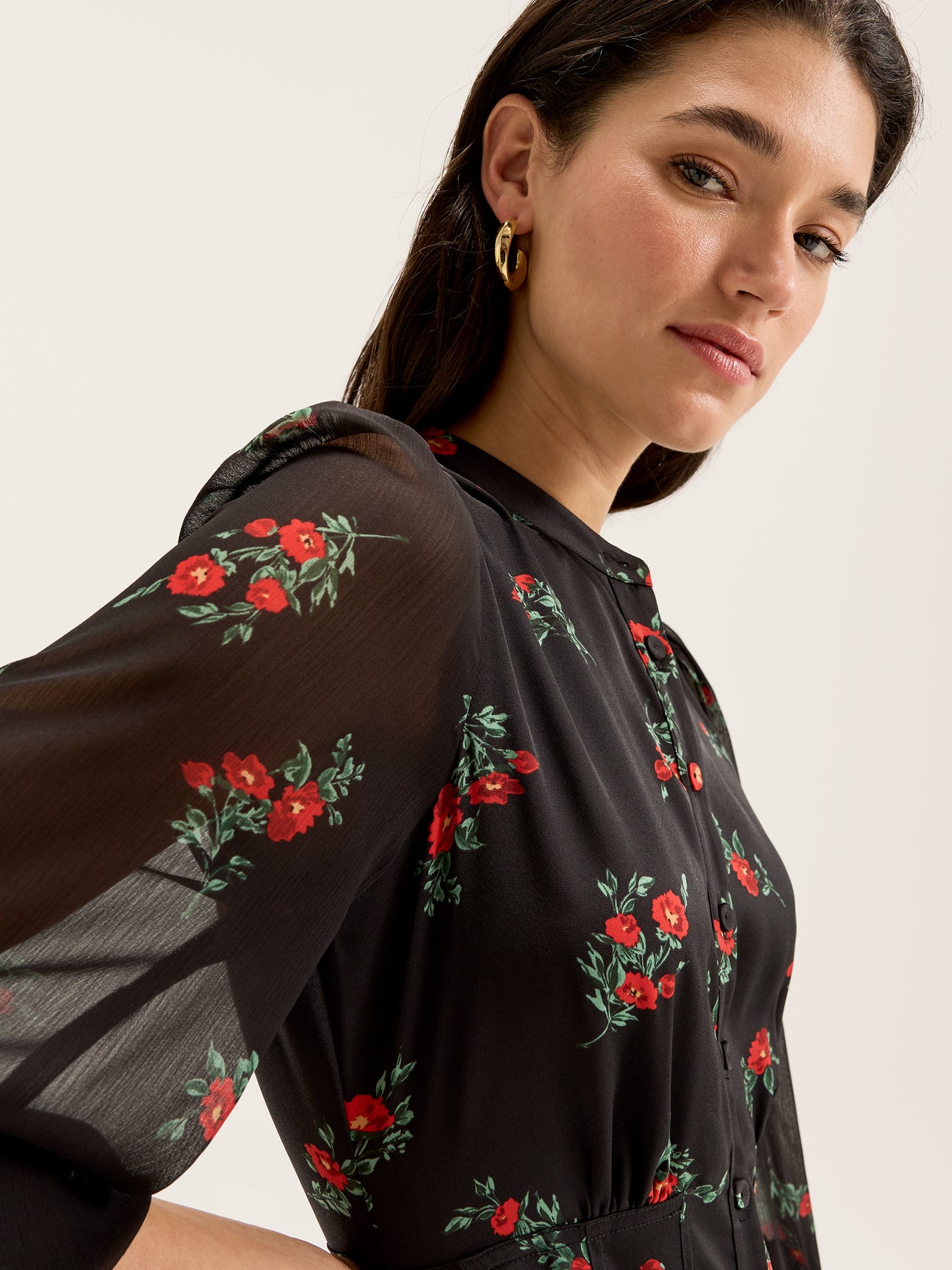 Women's 3/4 Sleeve Length Midi Dress with Floral Print from Review Australia