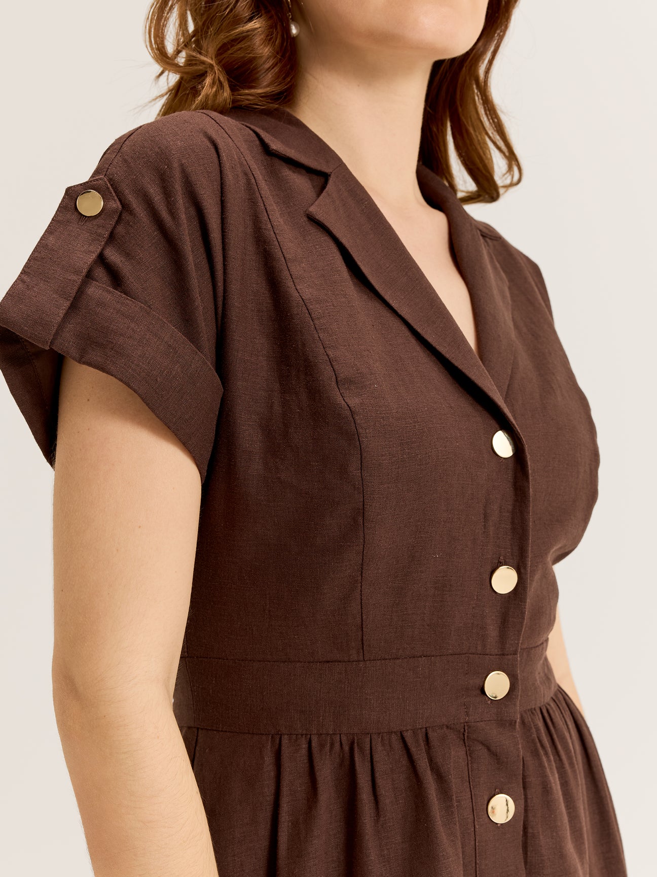 Women's Vintage Inspired Short Sleeve Collared Midi Dress