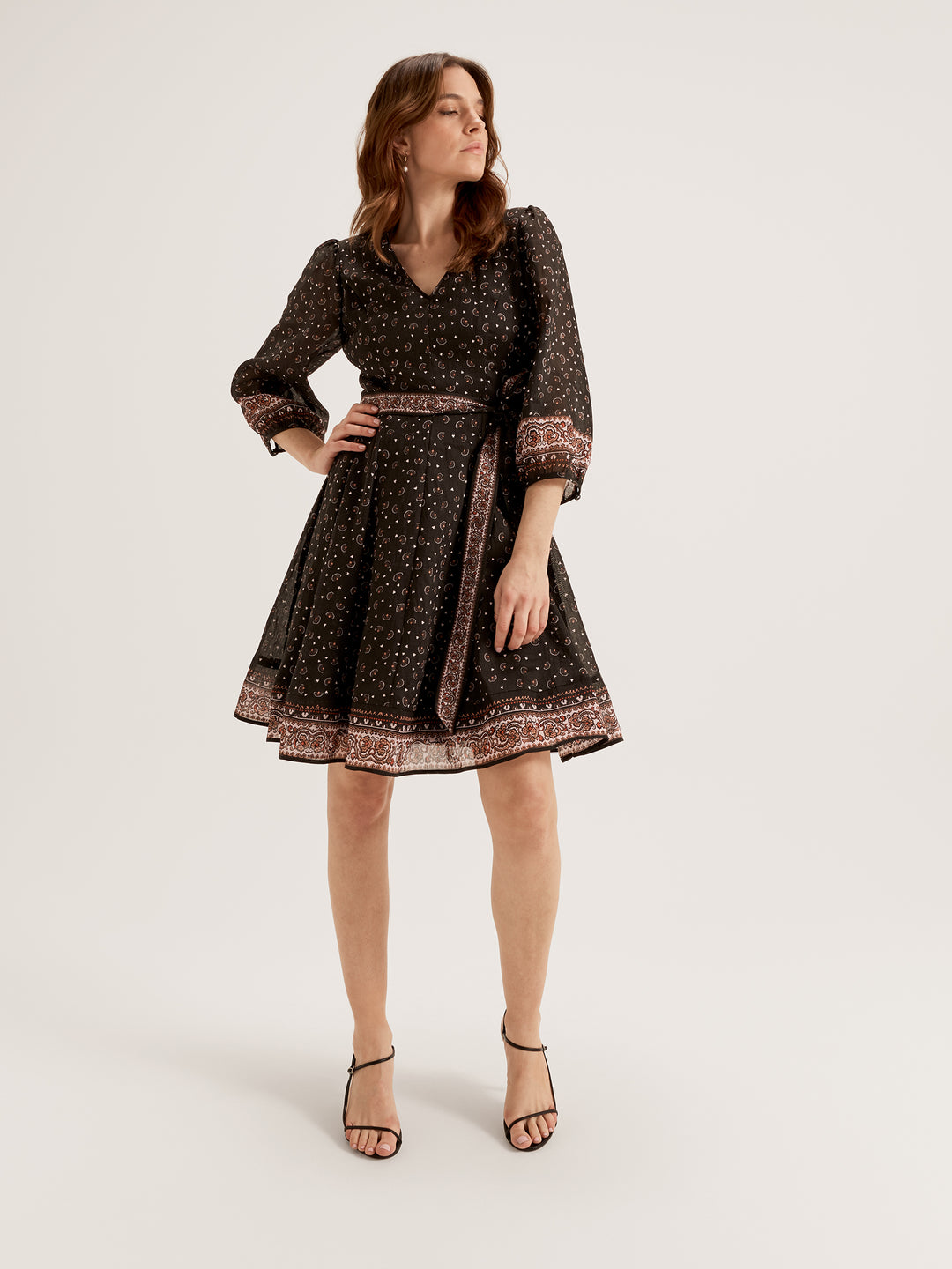 Women's Long Sleeve Mini Dress in Paisley Print