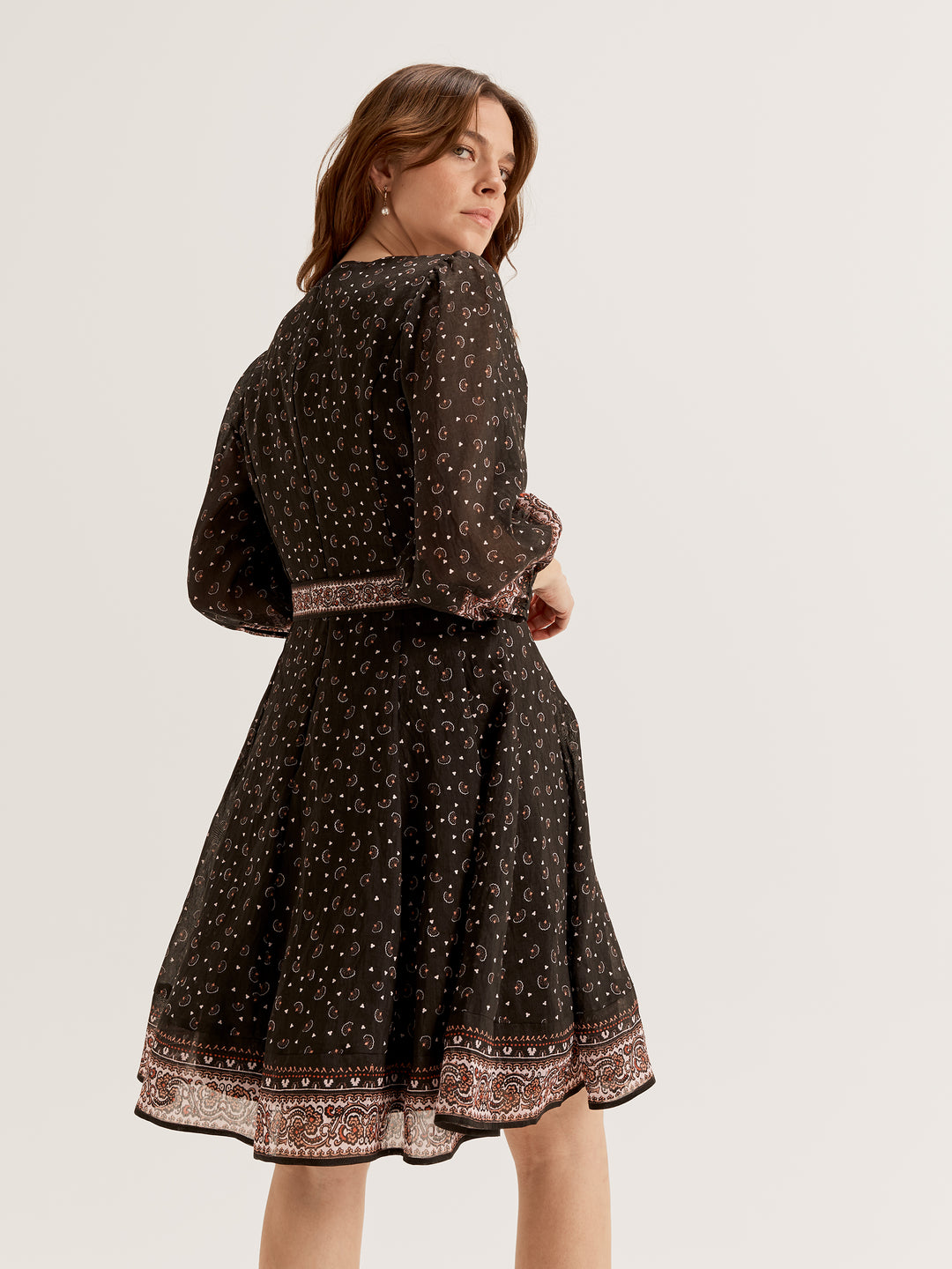 Women's Long Sleeve Mini Dress in Paisley Print