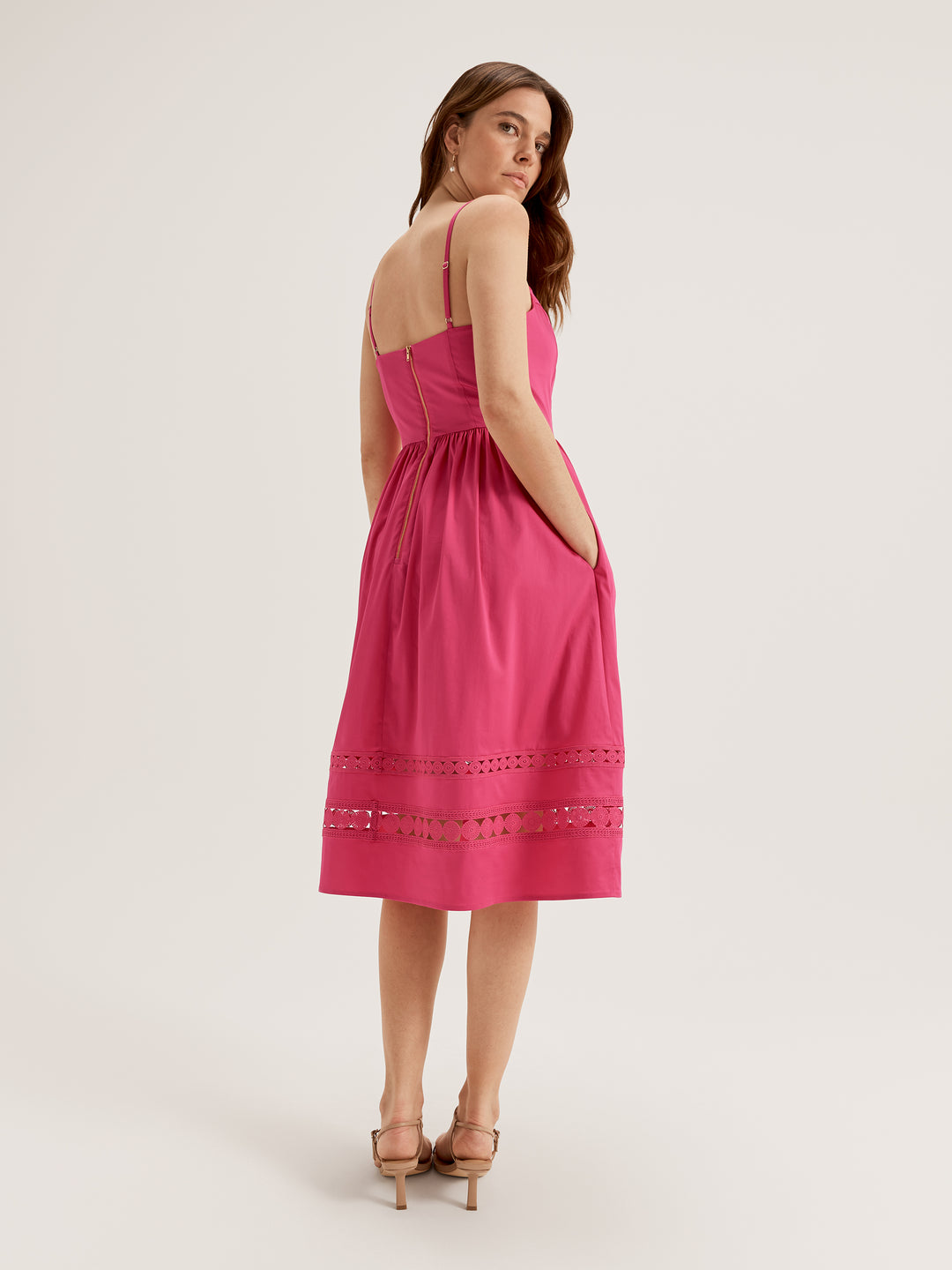 Women's Sleeveless Knee Length Dress in Pink