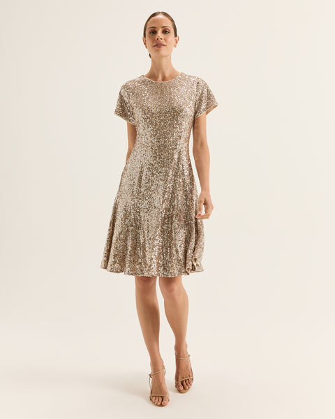 Sequin Gold Mini Dress
