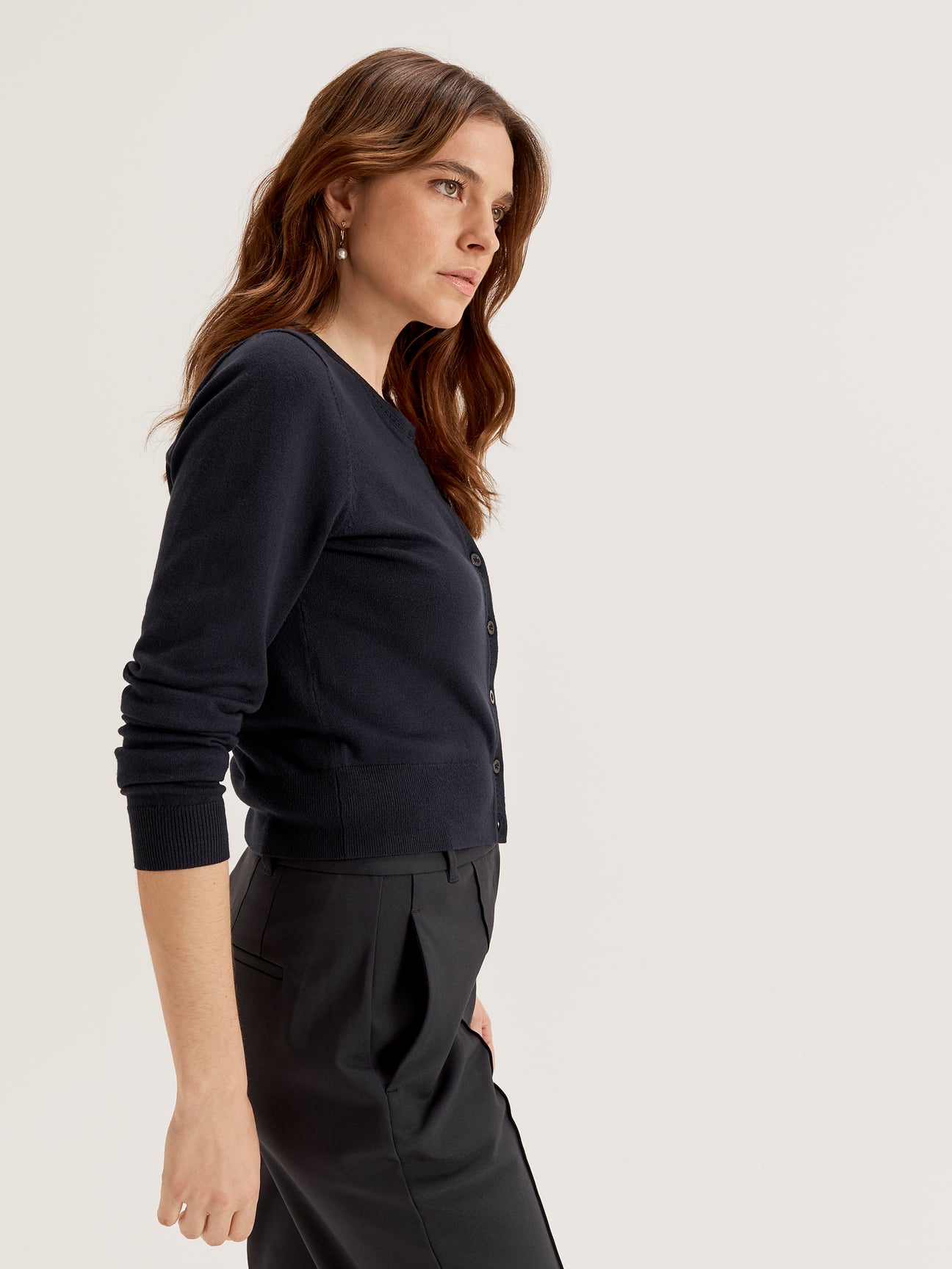 Women's Crew Neck Long Sleeve Knit Cardigan