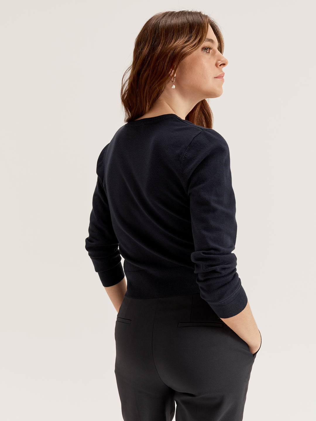 Women's Crew Neck Long Sleeve Knit Cardigan