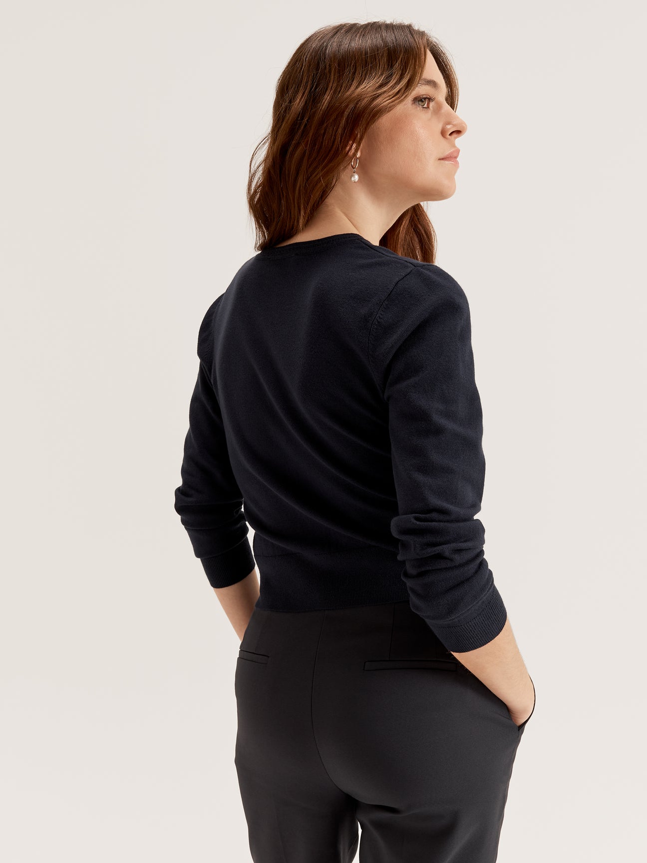 Women's Crew Neck Long Sleeve Knit Cardigan