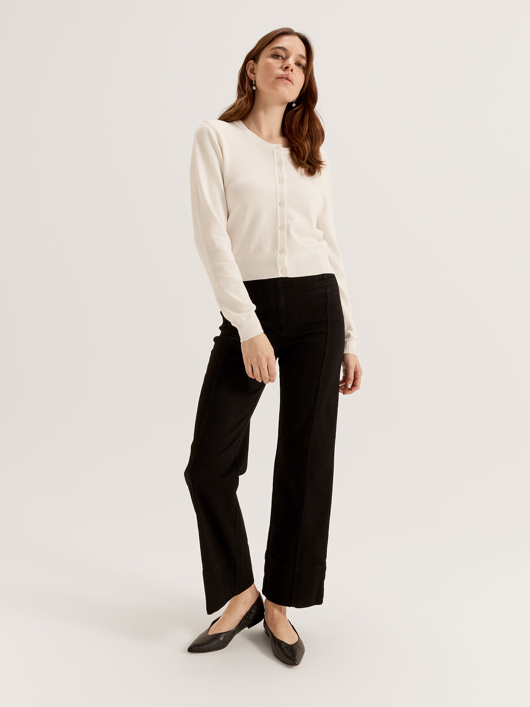Women's Crew Neck Long Sleeve Knit Cardigan