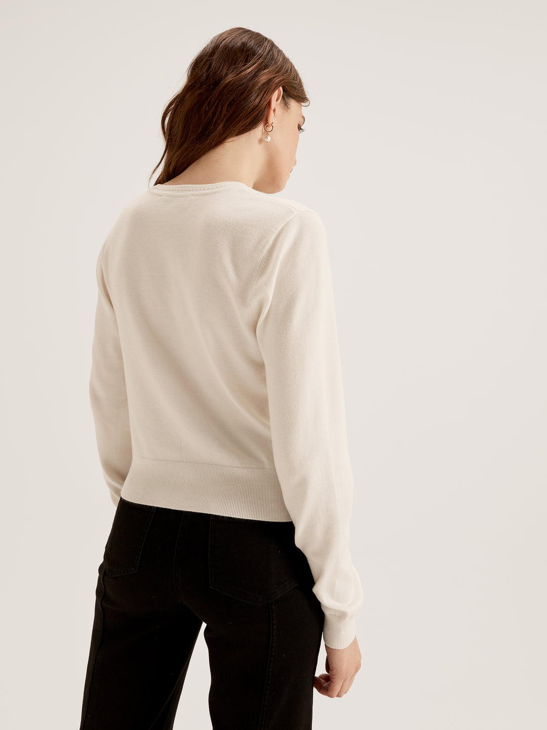 Women's Crew Neck Long Sleeve Knit Cardigan