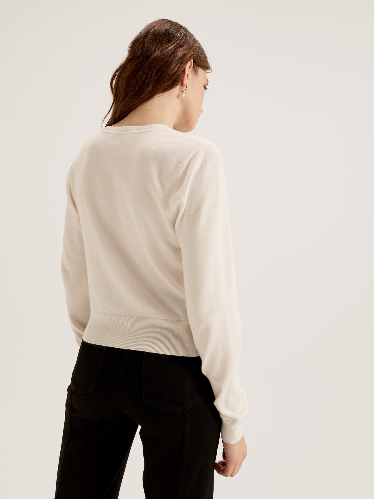 Women's Crew Neck Long Sleeve Knit Cardigan