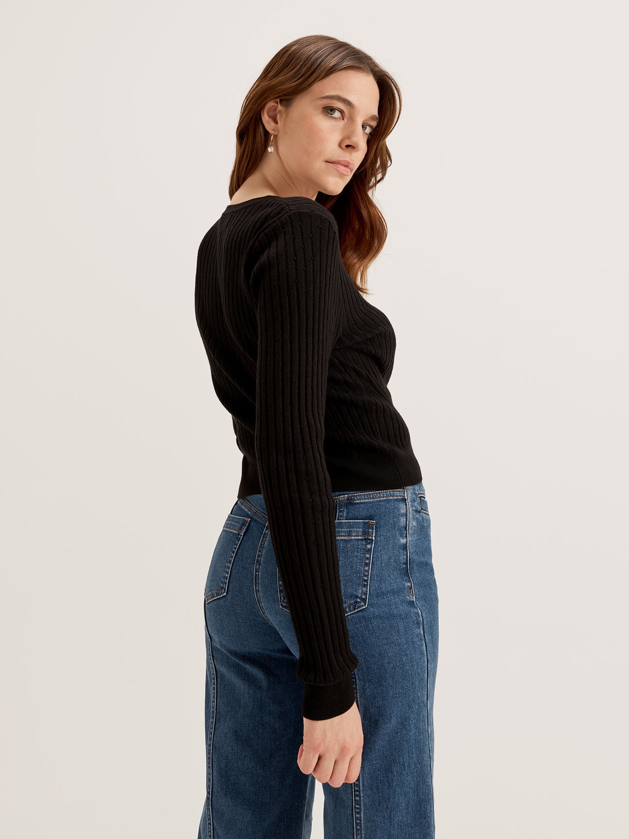 Women's Crewneck Long Sleeve Knit Cardigan 