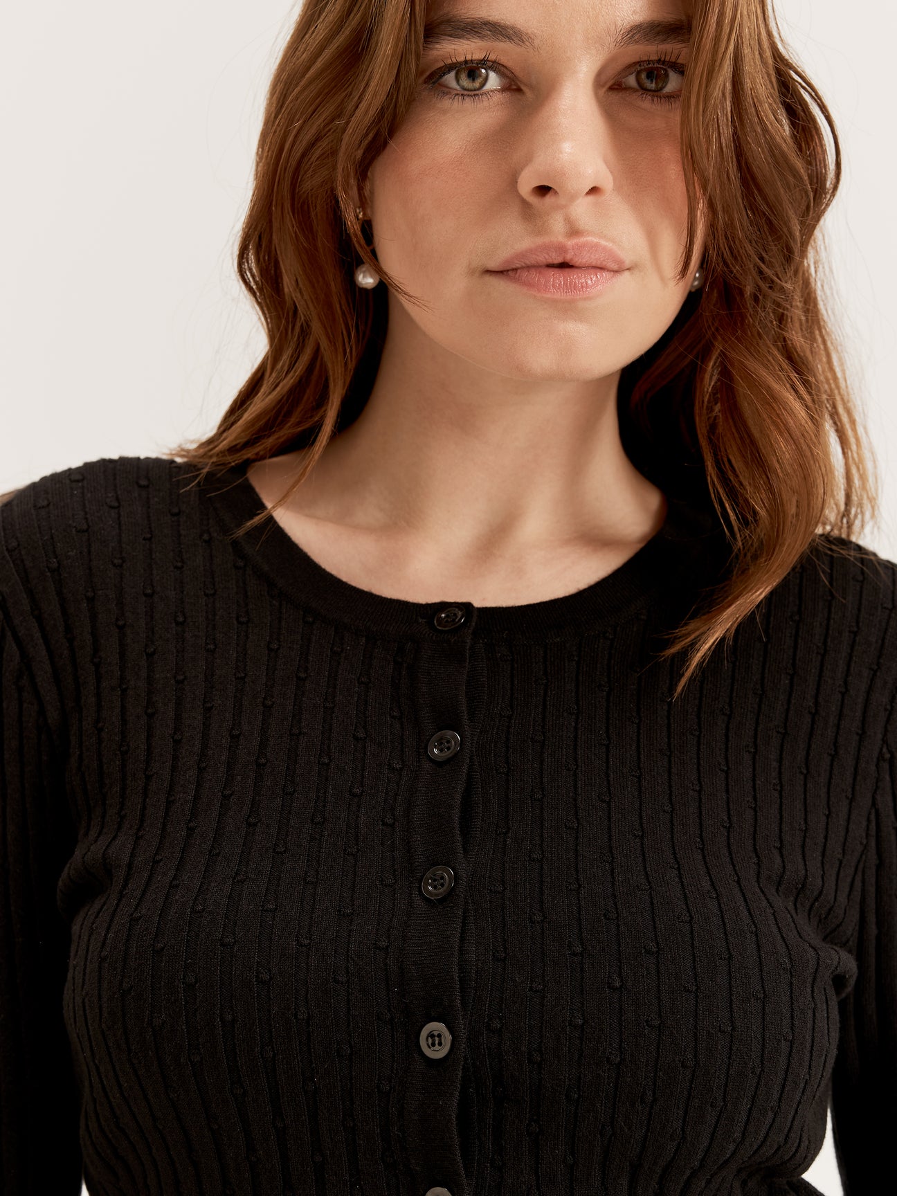 Women's Crewneck Long Sleeve Knit Cardigan 