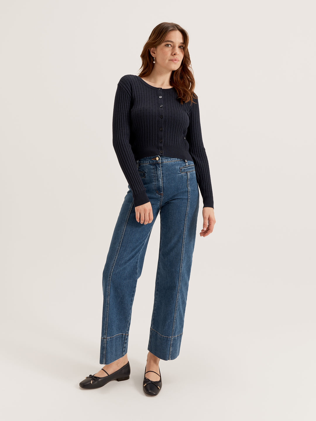 Women's Crewneck Long Sleeve Knit Cardigan 
