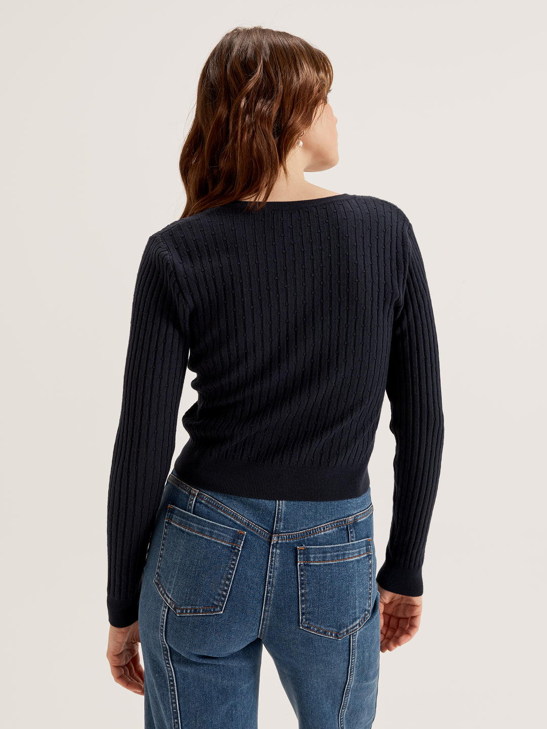 Women's Crewneck Long Sleeve Knit Cardigan 