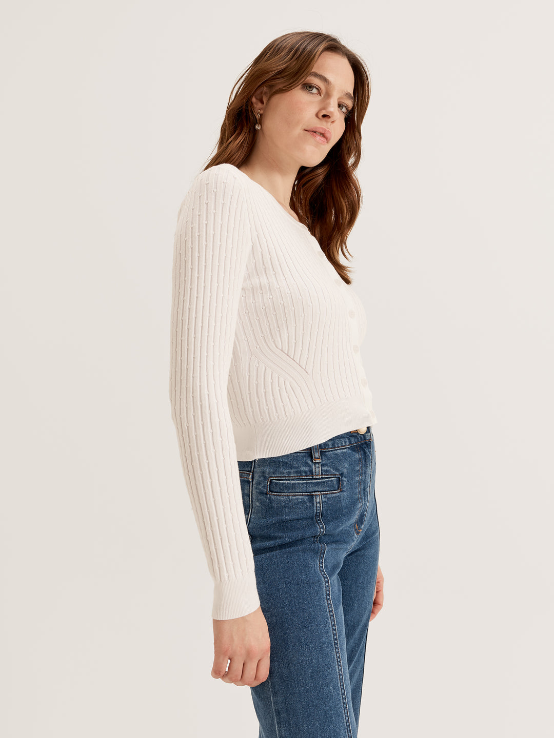 Women's Crewneck Long Sleeve Knit Cardigan 