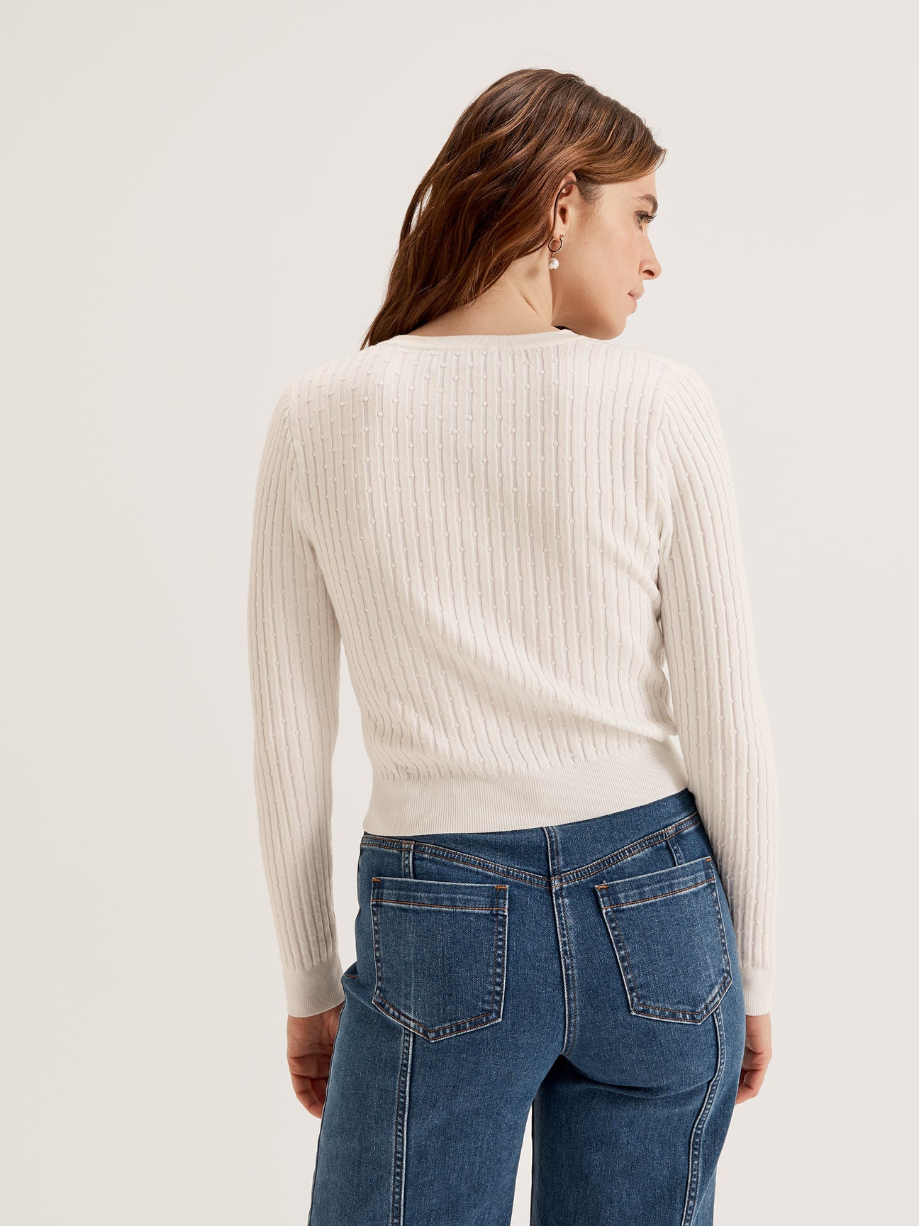 Women's Crewneck Long Sleeve Knit Cardigan 
