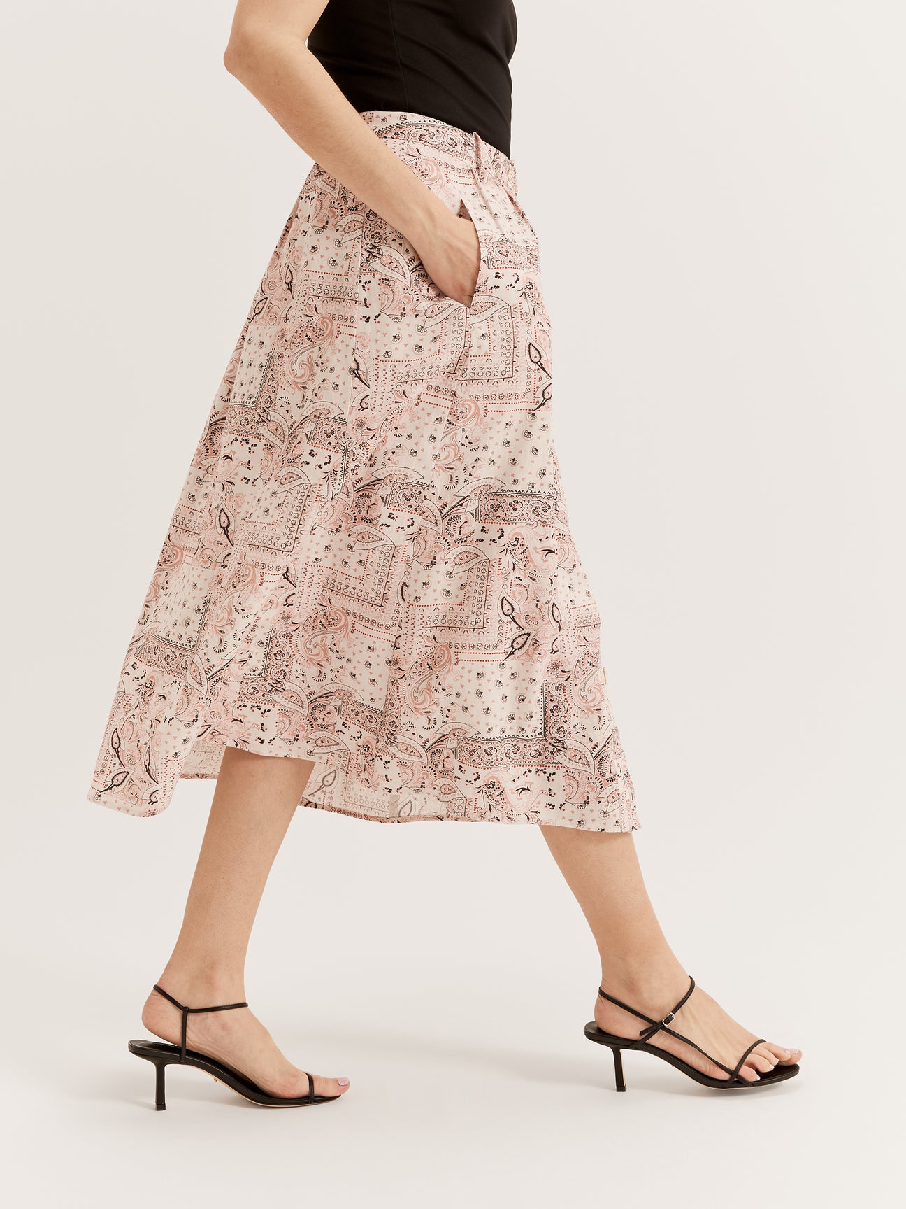 Women's Midi Length Paisley Print Skirt