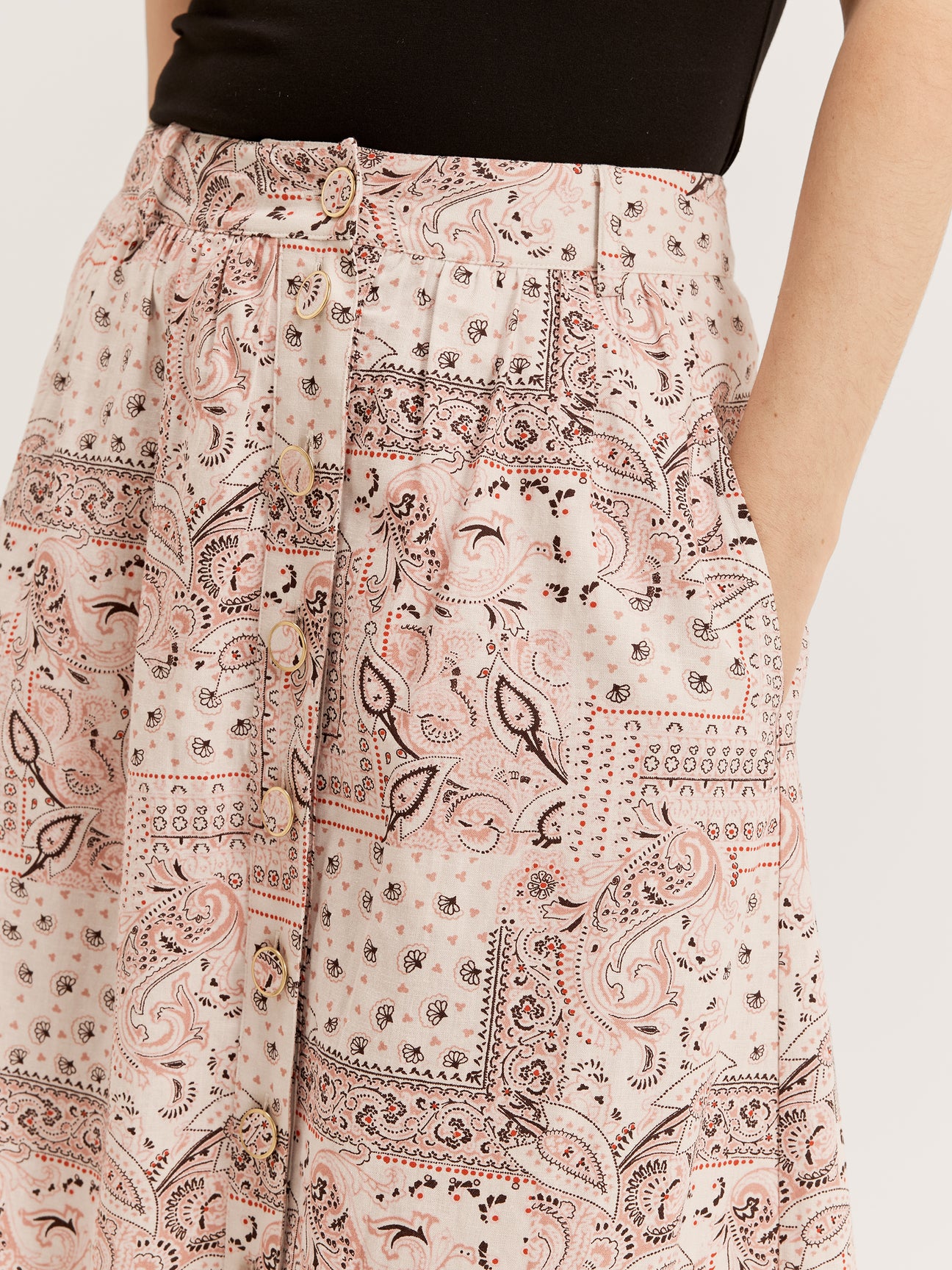 Women's Midi Length Paisley Print Skirt