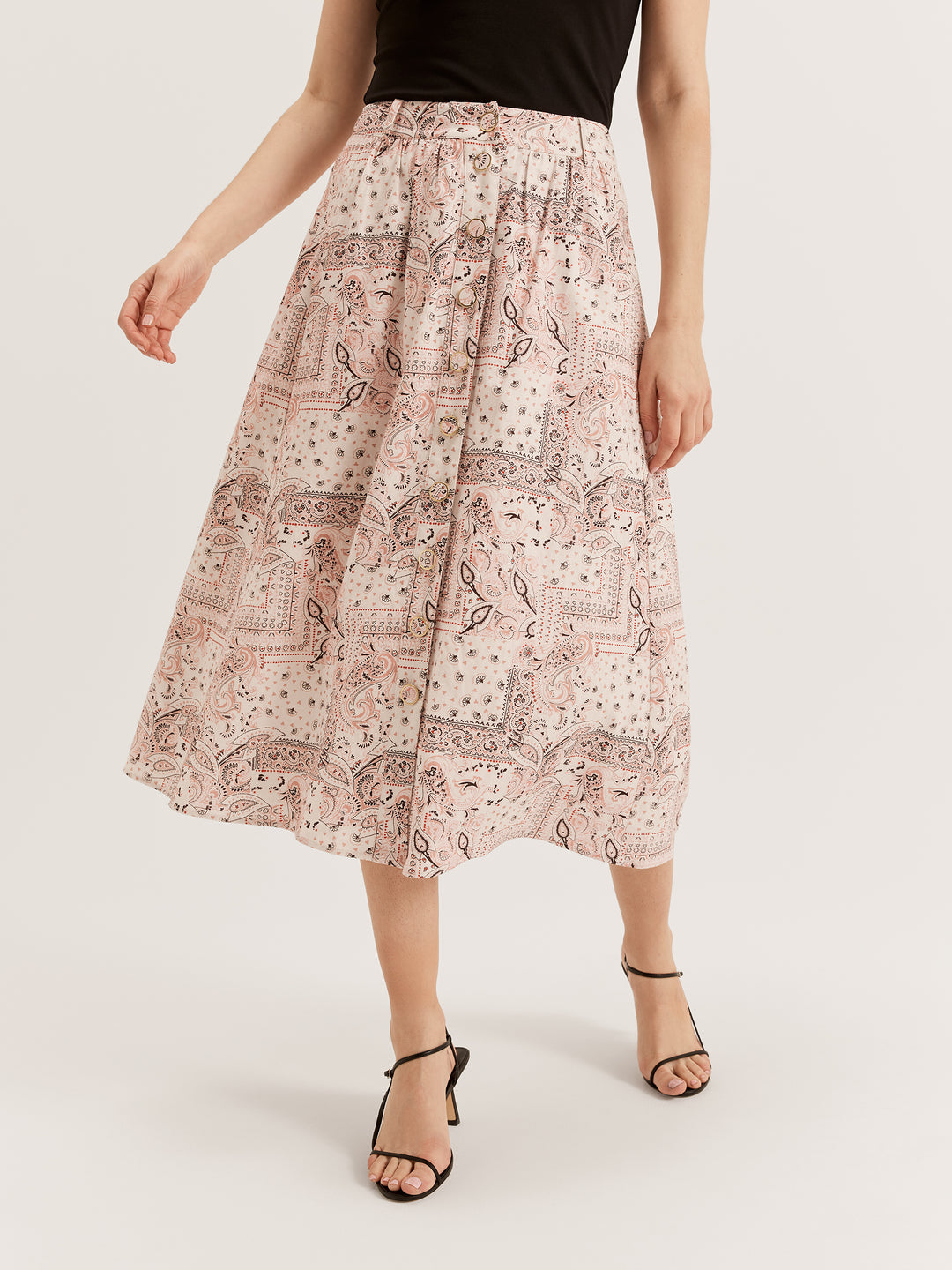 Women's Midi Length Paisley Print Skirt