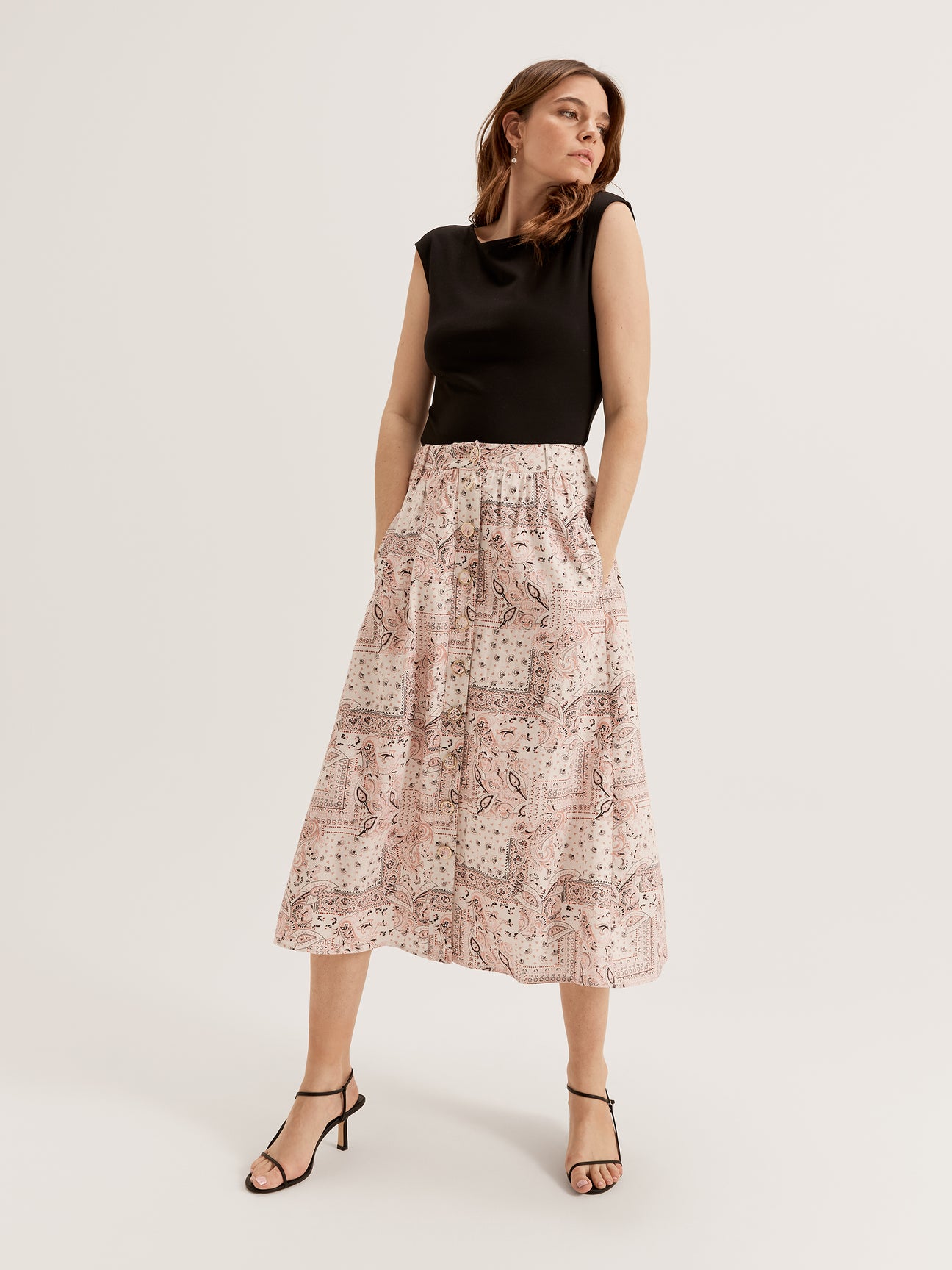 Women's Midi Length Paisley Print Skirt