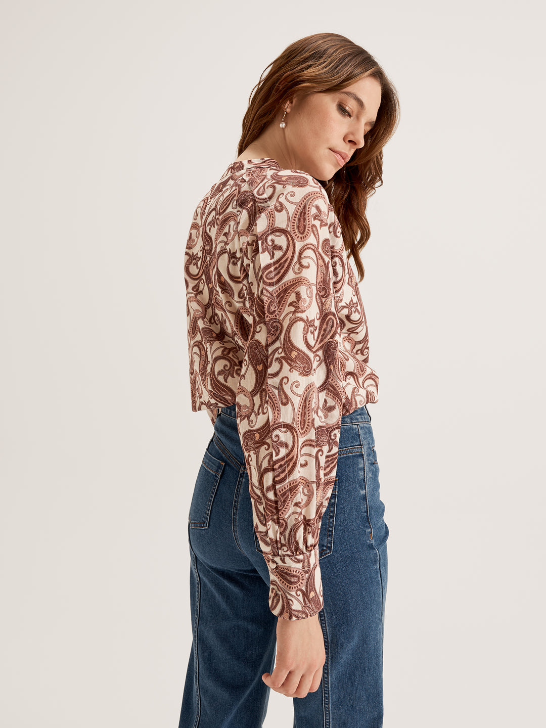 Women's Long Sleeve Blouse in Paisley Print
