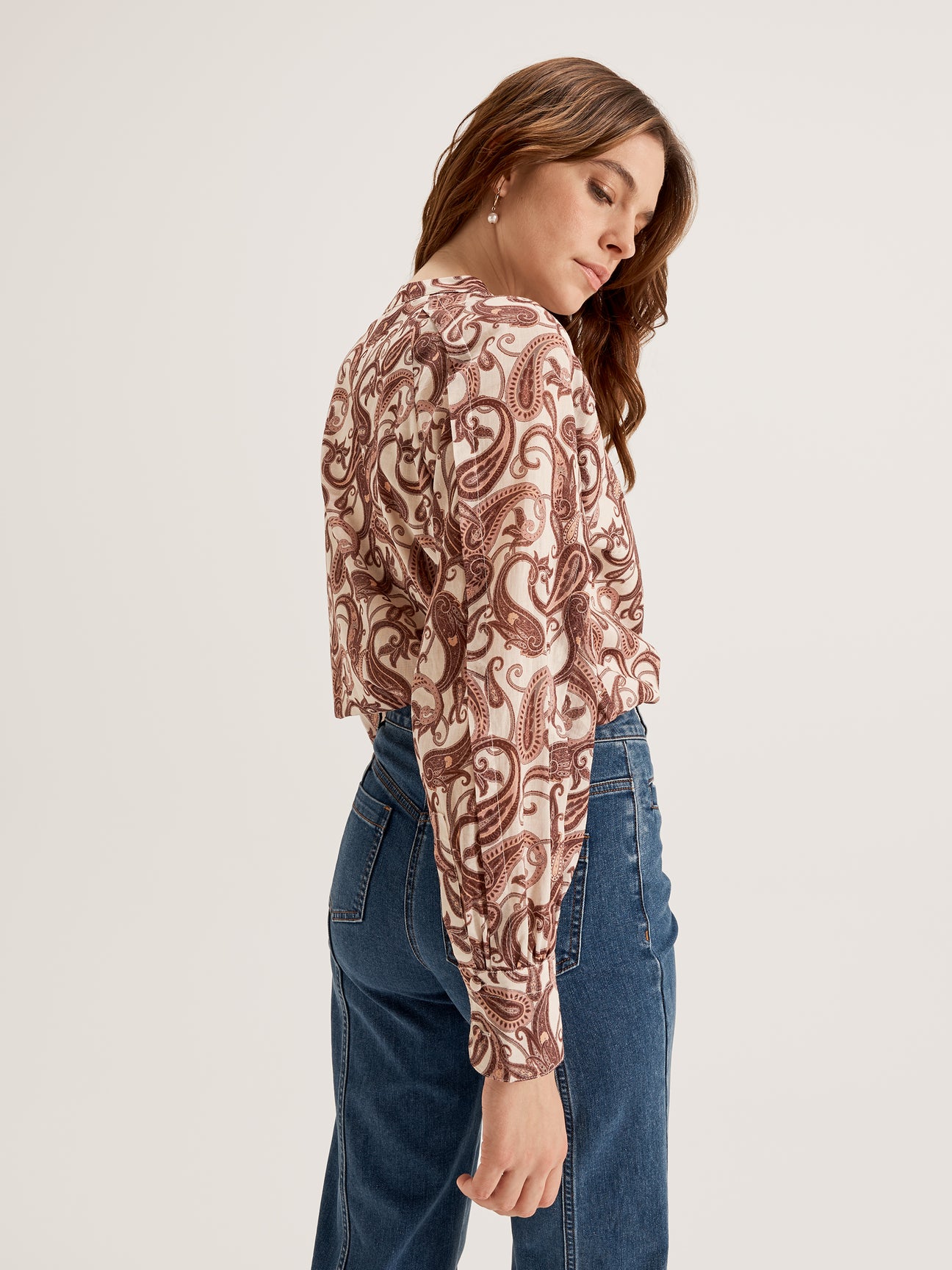 Women's Long Sleeve Blouse in Paisley Print