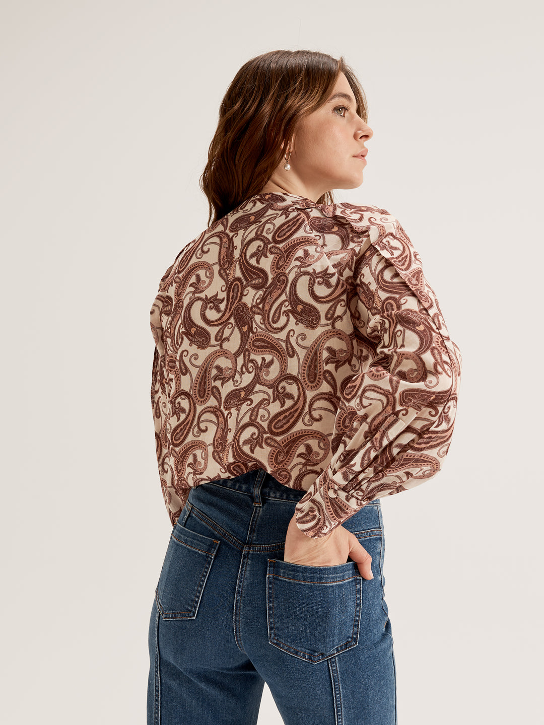 Women's Long Sleeve Blouse in Paisley Print