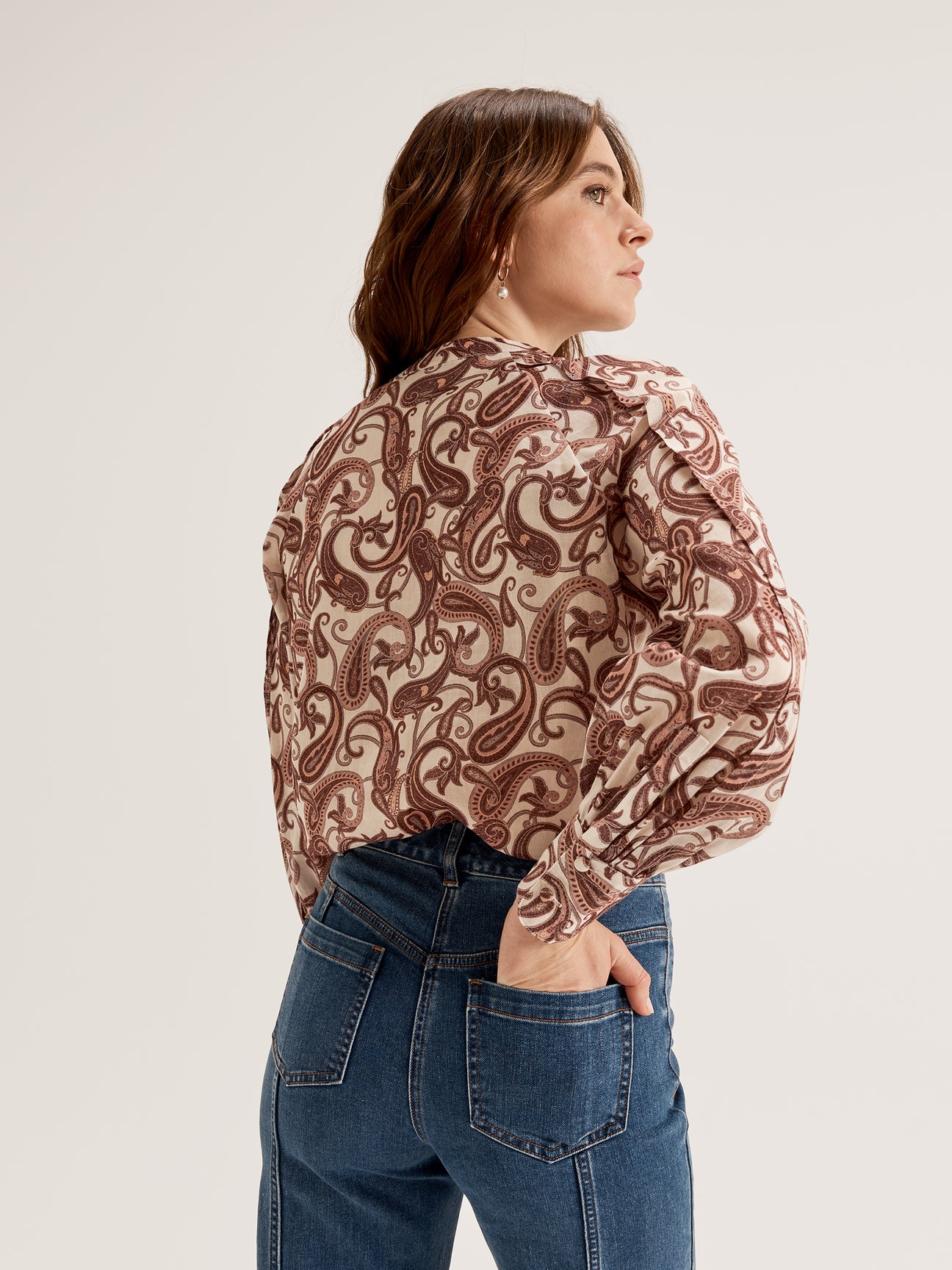 Women's Long Sleeve Blouse in Paisley Print