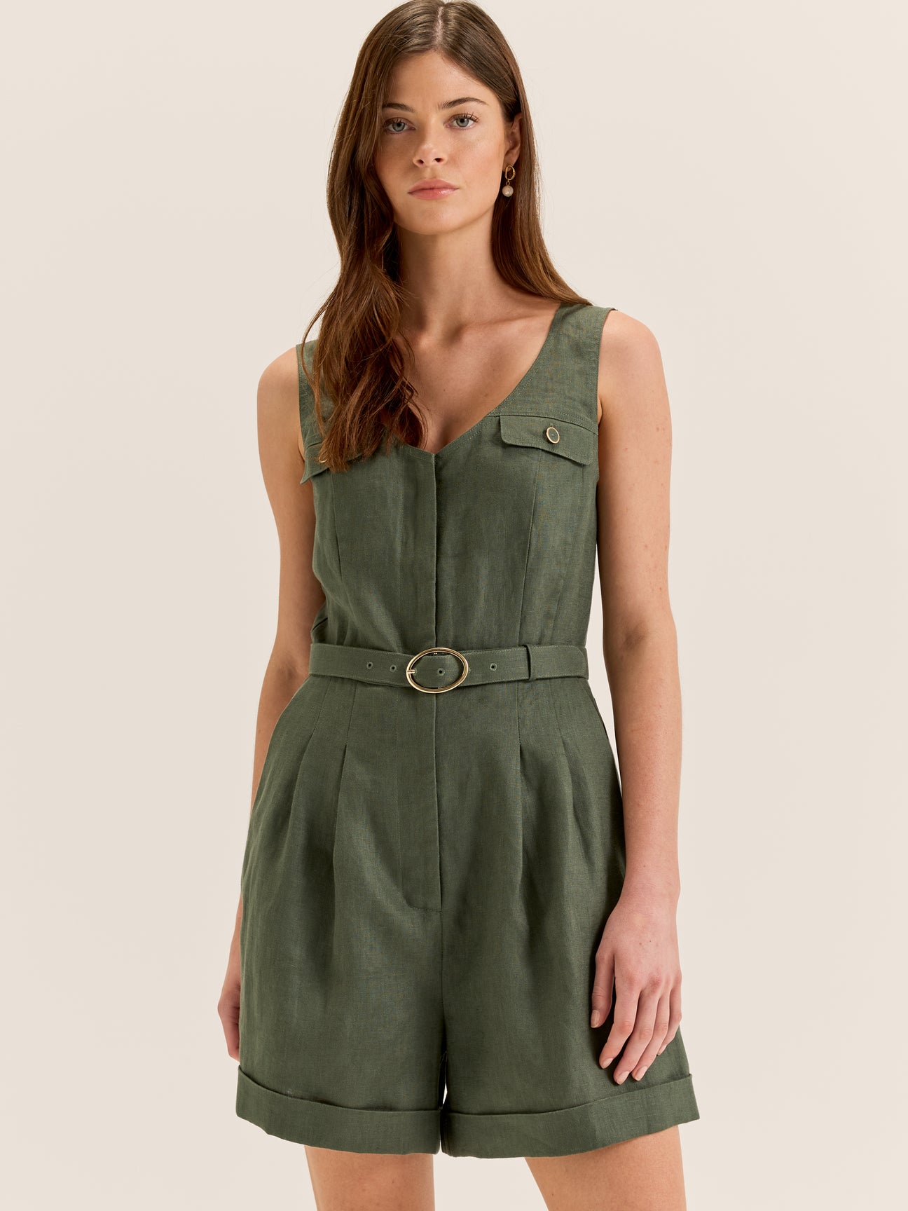 Moss Linen Playsuit