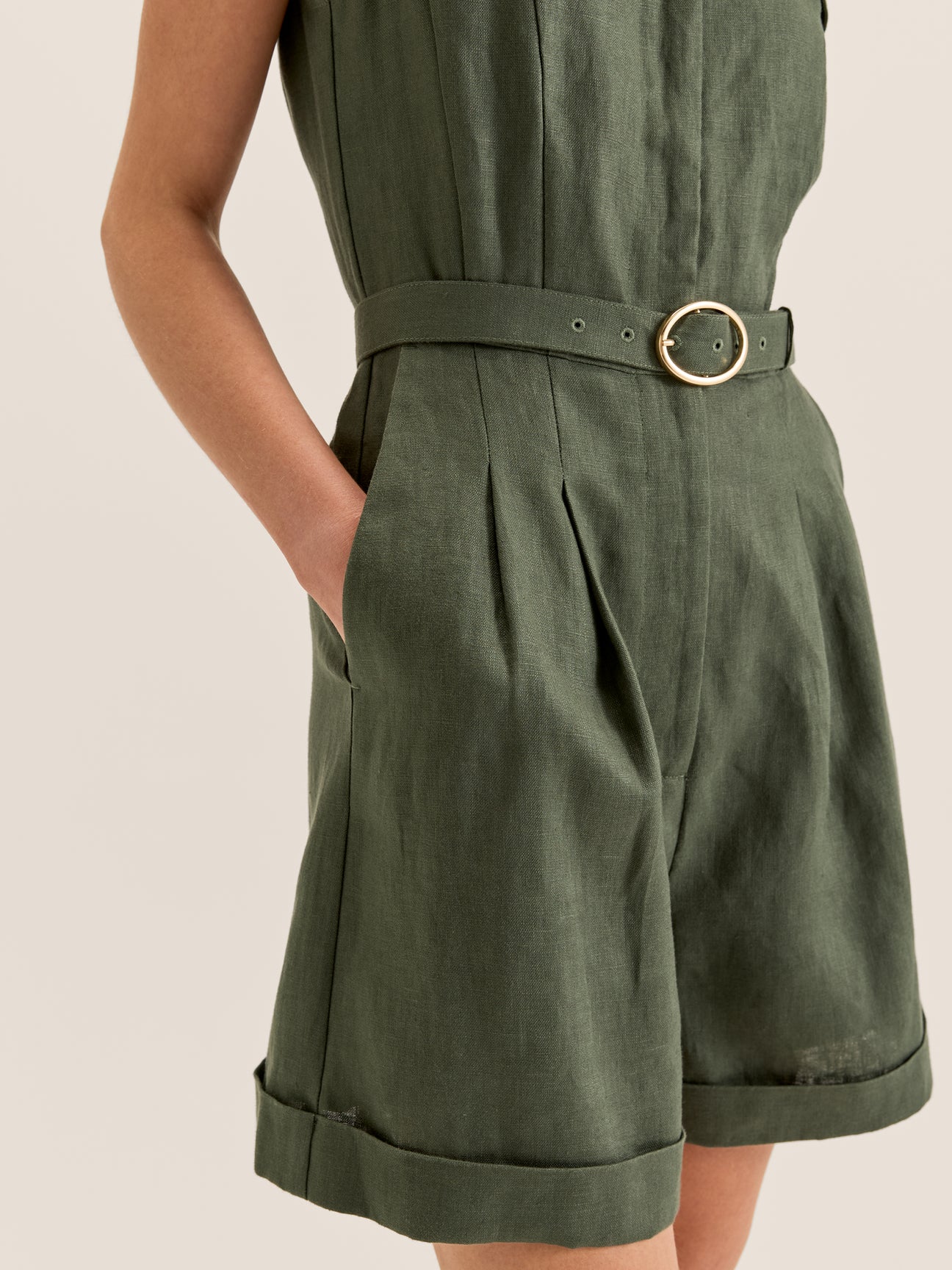 Moss Linen Playsuit