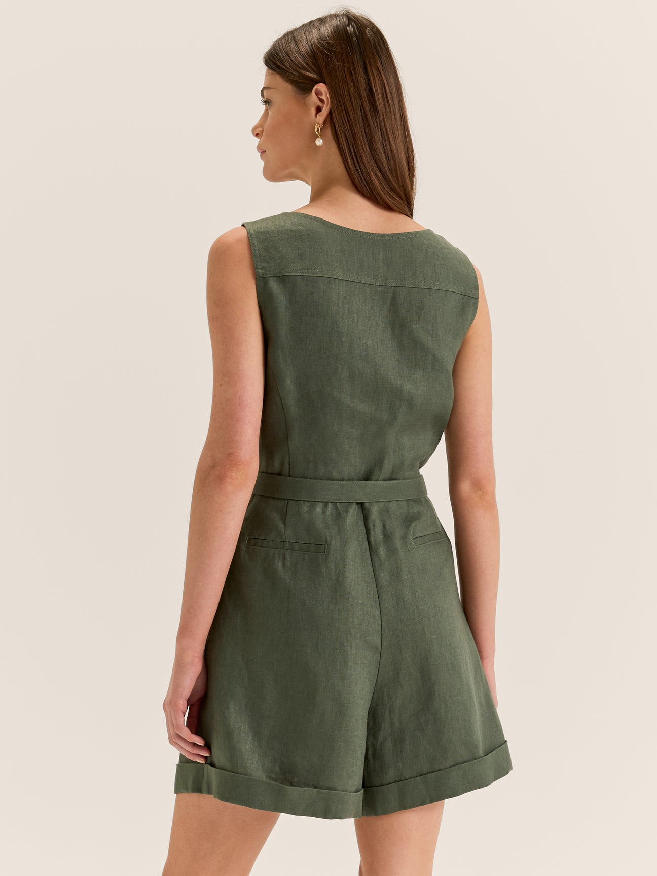 Moss Linen Playsuit