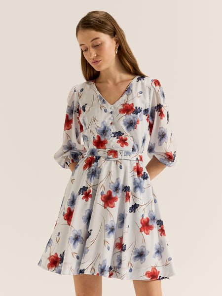Rosa Soft Blue Floral Mini Dress | Review Australia
