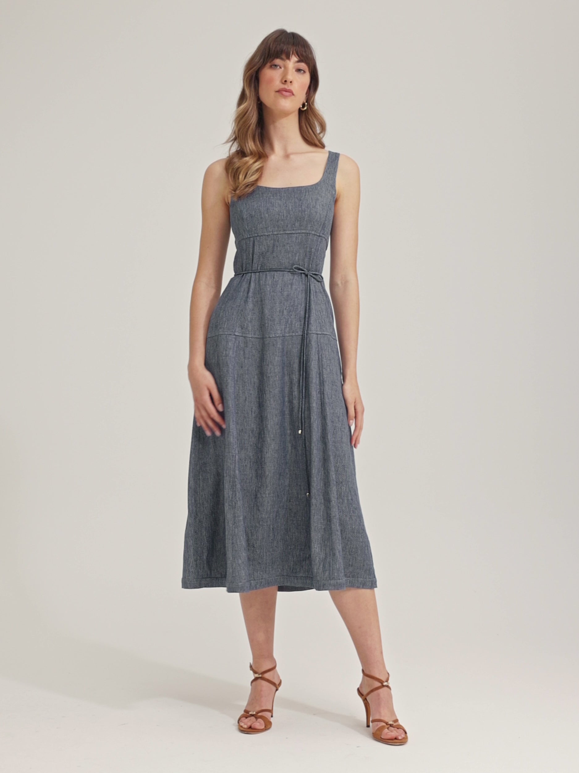 white christmas dresses Normandy Chambray Denim Midi Dress