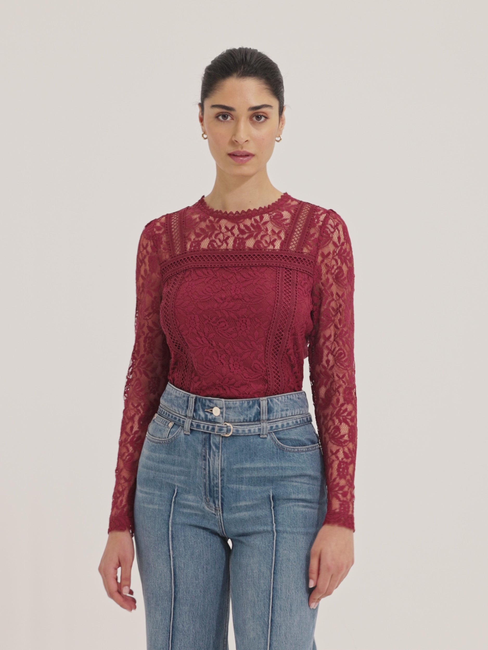 Lacie Red Lace Long Sleeve Top Review Australia