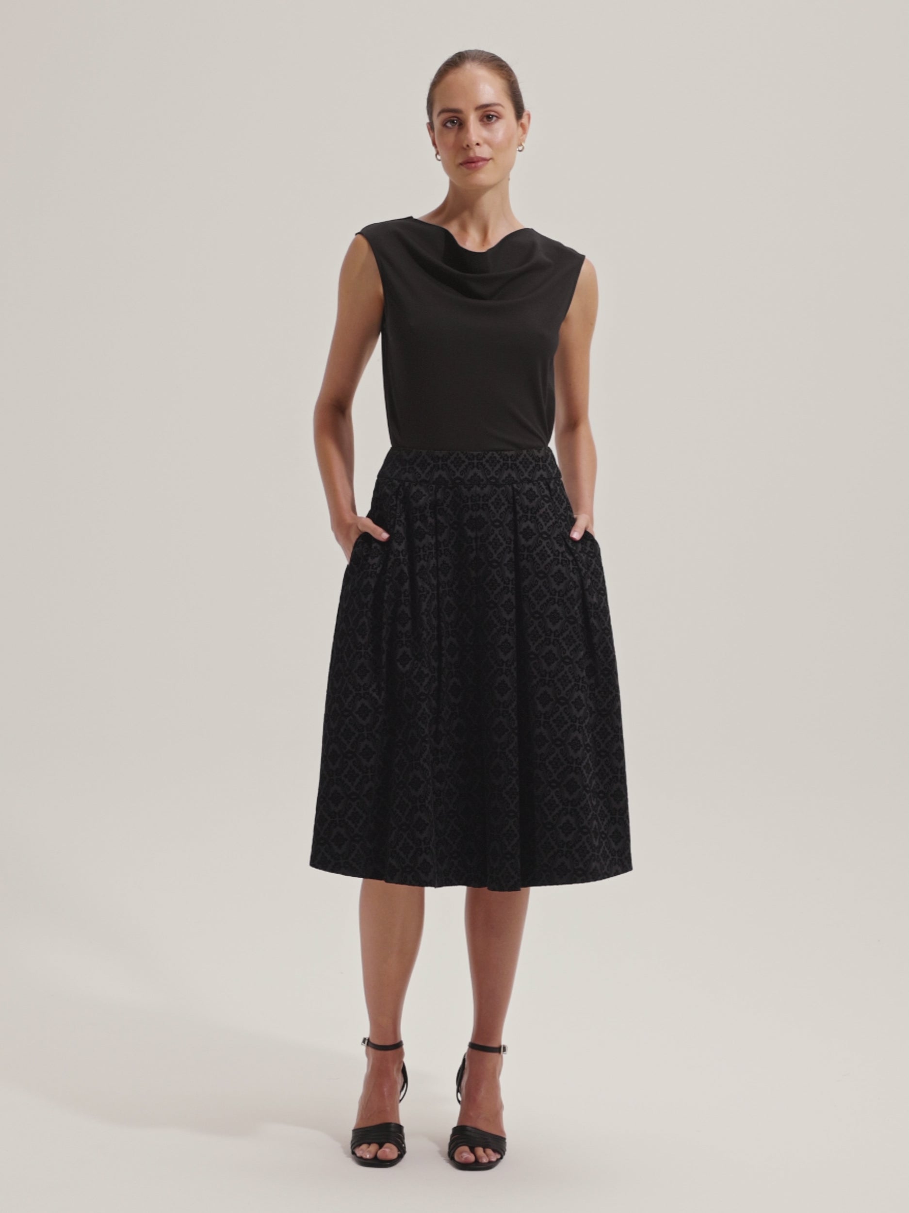 Dark Romance Black Velvet Midi Skirt Review Australia - Main Image