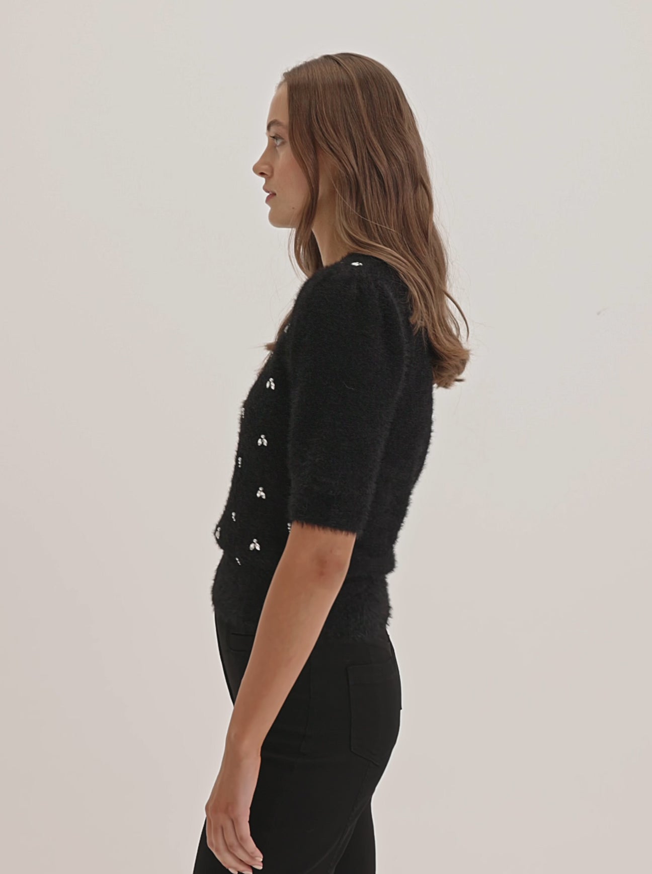 Women's Short Sleeve Knit Top with Jewel Embellishments from Review Australia