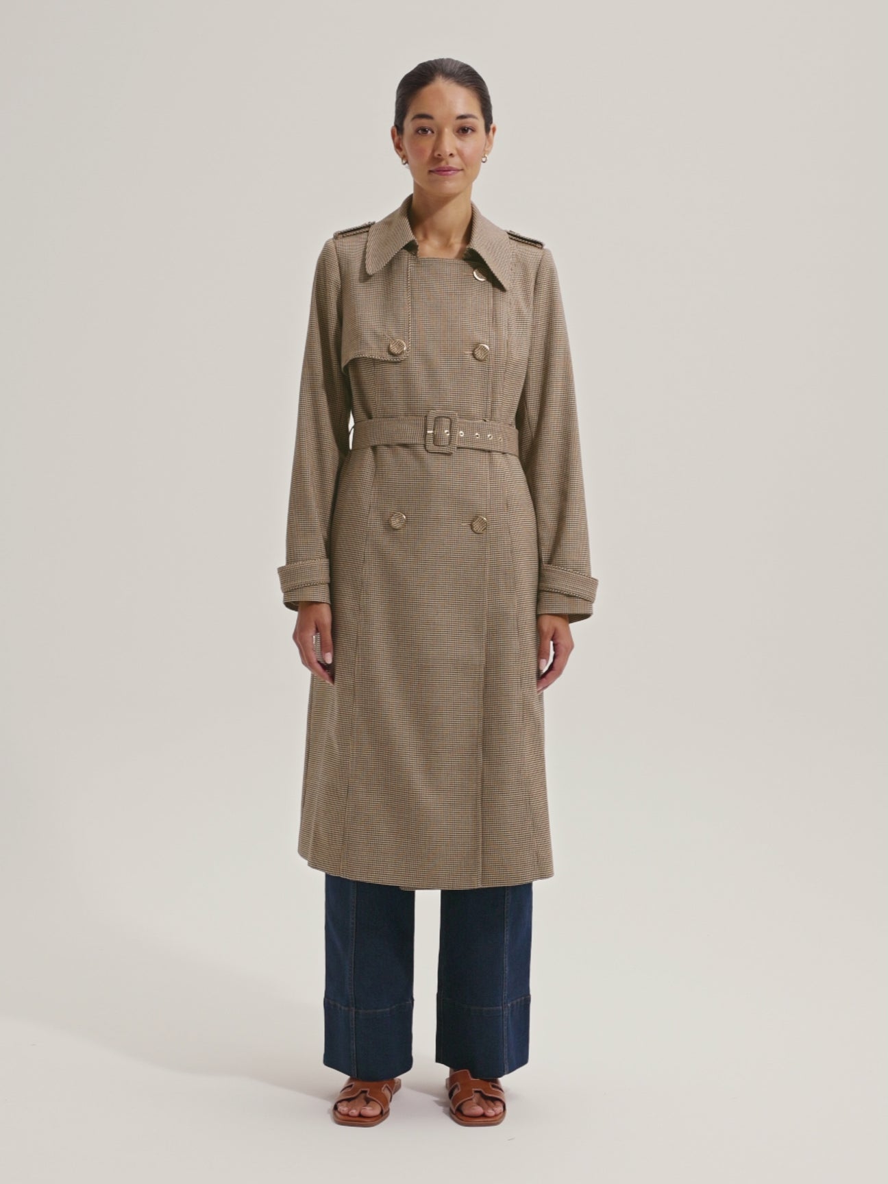 Annie Check Trench Coat