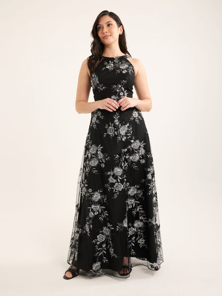 Twilight Gala Maxi Dress in Black Silver Shop Dresses Online